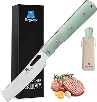 ZhengSheng Folding Chef Knife 4.8" Sharp 440A Stainless Steel Blade G10 Handle Pocket Foldable Japanese Style Kitchen Knife for Outdoor Camping Cooking