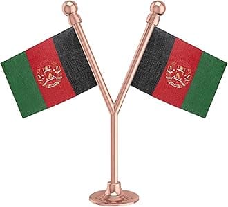 The Flag Corporation Dual Afghanistan Car Dashboard Flag 2in x 3in With A Plastic Blush Rose Gold Base