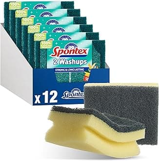 Spontex Washups Sponge Scourers - Pack of 6, Total 12