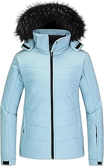 Skieer Women's Waterproof Ski Jacket Warm Puffer Jacket Thick Hooded Winter Coat