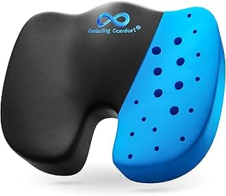 Gel Infused Memory Foam Seat Cushion for Coccyx, Tailbone and Back Pain (Black)