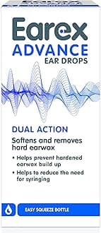 Earex Advance - removes hard ear wax- prevent ear wax build up - easy squeeze bottle - 12ml