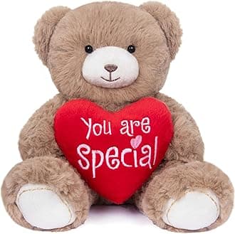 My OLi Stuffed Bear Animal with Red Heart 7” Plush Teddy Bear Toys for Babies Girlfriend Wife Mom Brown