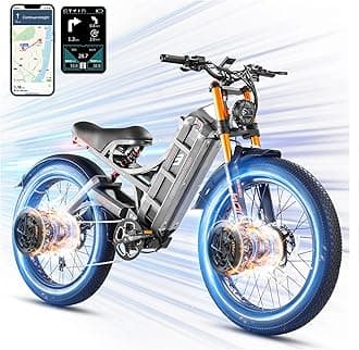 Romeo Pro 1600W 60AH Electirc Bike for Adults 100-200 Miles Long Range Ebike 26"*4.0 Fat Tires Electric Mountain Bike Full Suspension Electric Bicycle with APP Control