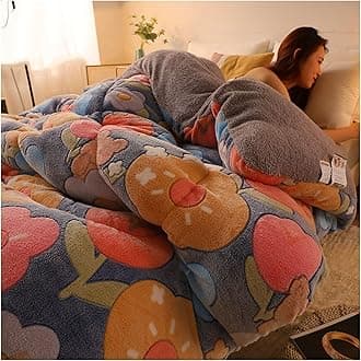 RRNAR Down Duvet, Cashmere Quilt, Quilt/quilts, Comforter, Winter Quilt Thicken Lamb Cashmere Duvet for All Seasons, Soft and Durable Heavy Quilts, Machine Washable,B,200x230cm(5kg) [Energy Class A]