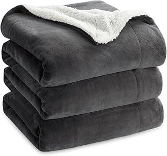 Bedsure Sherpa Fleece Blankets King Size for Bed - Thick and Warm, Soft Fuzzy Plush King Blanket for Winter, Charcoal, 108x90 Inches