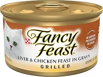 Purina Fancy Feast Wet Cat Food, Grilled, Liver & Chicken Feast in Gravy, 3-Ounce Can