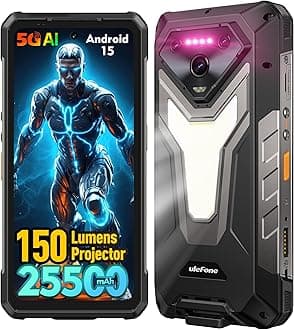 Ulefone Armor 34 Pro Plus 5G Rugged Smartphone with 150 Lumens Projector, 32GB+512GB ROM/2TB, 25500mAh 66W, Android 15, 6.95" 120Hz, 64MP+50MP+50MP 32MP, 1100LM LED Light/Waterproof/NFC/Widevine L1