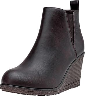 Vepose Women's 9679 Wedge Ankle Boots, Classic Ankle Wedge Booties with Side Zipper for Lady