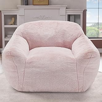 Bean Bag Chair Bean Bag Chairs for Adults Comfy Beanbag Giant Bean Bag Chair with Spacious Design Bean Bag Couch with Armrest Large Bean Bag Chair with Filler for Living Room Bedroom (Pink)