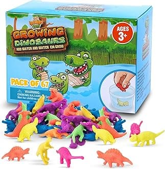IPIDIPI TOYS Water Growing Dinosaur Toys for Kids – Goodie Bag Fillers, Party Favors, Piñata Stuffers, School Prize Box, Fun Expanding Animals – Assorted Colors, Pack of 67