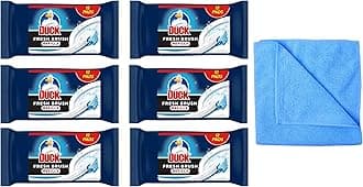6X Fresh Brush Refills - 6X12 Flushable Cleaning Pads- -Biodegradable Toilet Bowl Cleaner (6 Packs) - with Microfibre Cleaning Cloth