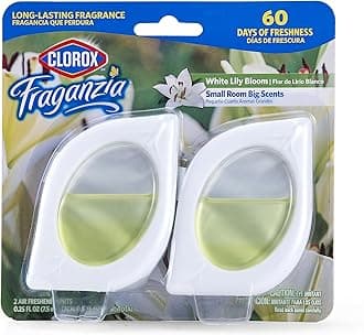 Clorox Fraganzia Small Rooms Air Freshener, White Lily Bloom Scent - Peel & Place Air Freshener, No-Plug, Battery-Free for Closets, Laundry Room, Entry Way, Bathroom, Locker, 0.25 Fl Oz Each, 2 Count
