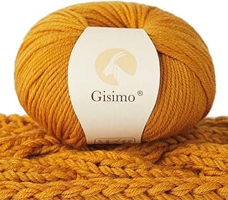 100% Merino Wool Yarn, 6-Ply Luxurious and Soft Yarn for Hand Knitting & Crocheting, 1.76 OZ/50g, 127 yds/116 Meters (Pumpkin, 1 Ball)