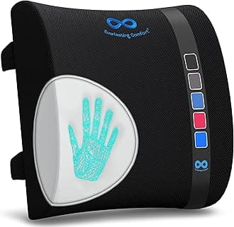 Lumbar Support Cushion - Ergonomic Memory Foam Back Rest Cushion with Dual Adjustable Straps and Breathable Mesh Cover - Chair Pillow for Office Chair, Car Seat