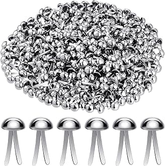 Hotop 500 Pcs Paper Brass Fasteners Brass Brads Round Fasteners for Craft Art Crafting School DIY Supplies(0.3 x 0.6 Inch,Silver)
