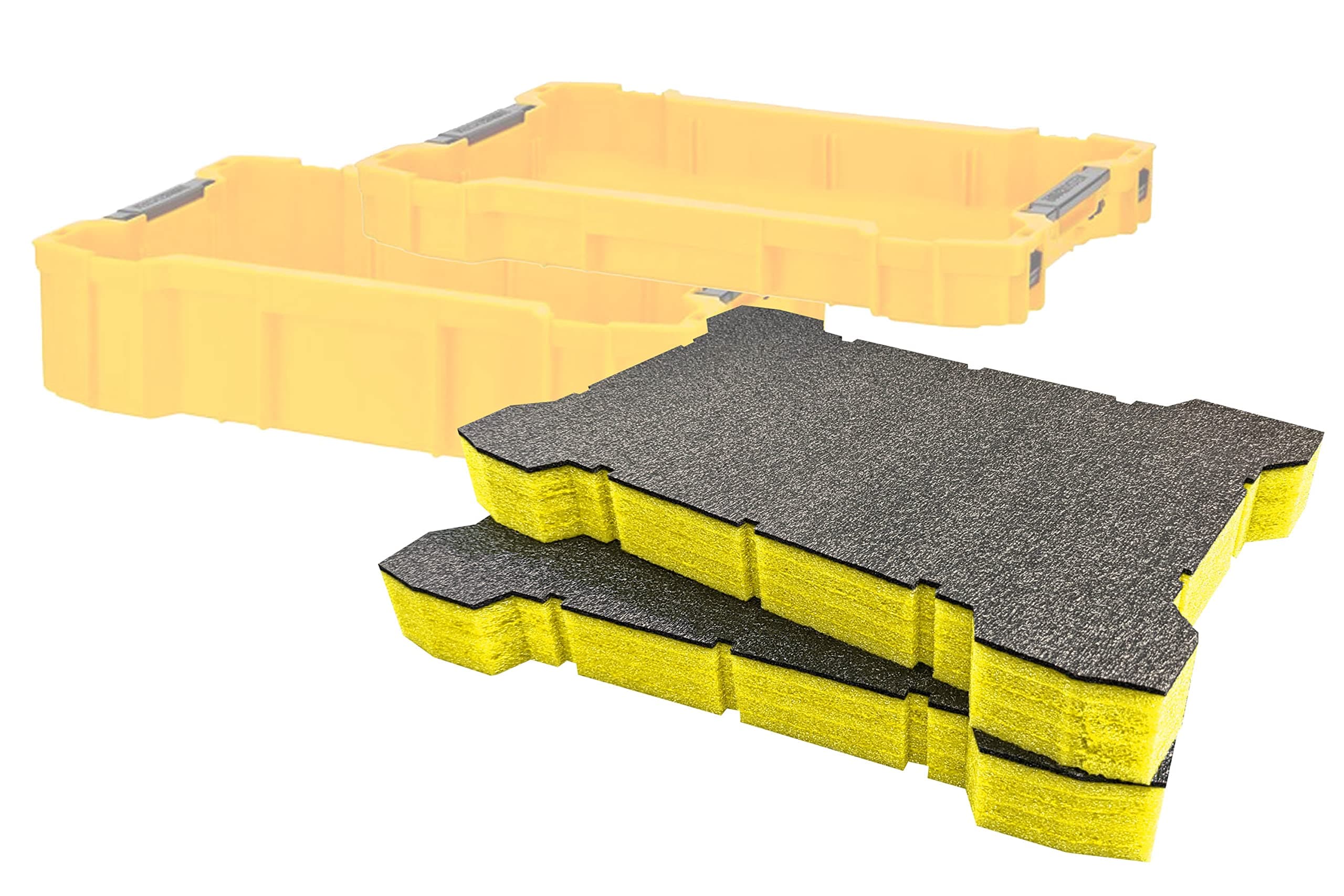 Shadow Foam ToughSystem 2.0 Tool Tray Inserts [Twin Pack] for DeWalt Toolboxes | Tool Organisation (50mm, Yellow)