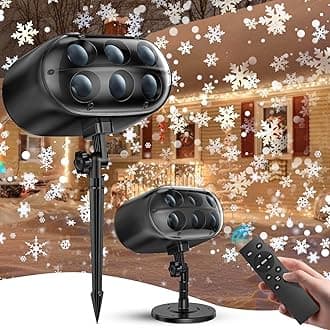 Christmas Projector Lights Outdoor - 2025 Upgrade Falling Vivid Snowflake 6 Bigger LED Waterproof & Adjustable Christmas Snowflake Projector Lights Indoor for Xmas Christmas Party