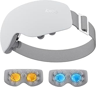 Eye Massager with 2 Level Heat & Cool, 150 Mins Uses, 3 Modes & 14 Vibration Heads, Heated Eye Mask with Bluetooth Music for Migraine, Eye Strain Puffiness and Dry Eye Relief, Eyes Care for Women Men