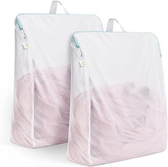 OTraki 2 Pack Mesh Laundry Bag 16x20 inch Wash Bag for Delicates Washing Machine Mesh Bags with Zipper Handle Home Travel Dorm Laundry Bag for Coat Sweater Lingerie Sock White