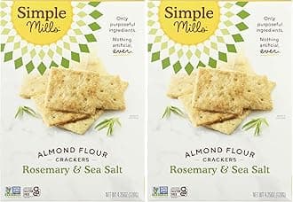 Almond Flour Crackers, Rosemary & Sea Salt - Gluten Free, Vegan, Healthy Snacks, 4.25 Ounce (Pack of 2)