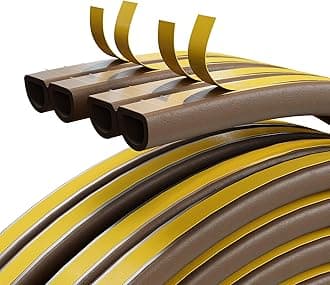 12M Door Seal Rubber Weather Strip Foam Tape, D Type Self-Adhesive Weather Stripping for Keeping Bugs, Air, Draft, Dust and Noise Out, Door Draft for Door Bottom and Window, Brown