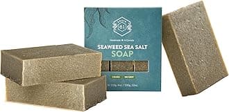 Crate 61, Handmade Vegan Natural Bar Soap Cold Pressed For Face And Body, With Premium Essential Oils, Eucalyptus & Peppermint For Men And Women 3 Pack (Seaweed & Sea Salt)