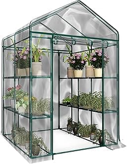 Home-Complete Mini Greenhouse-4-Tier Indoor Outdoor Sturdy Portable Shelves-Grow Plants, Seedlings, Herbs, or Flowers in Any Season-Gardening Rack, Green