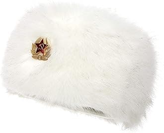 Soul Young Women's Winter Faux Fur Cossak Russian Style Hat(One Size,White with KGB), White With Kgb, One size