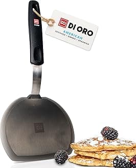 Silicone Turner Pancake Spatula - Nonstick Cookware Safe 600°F Heat-Resistant Flexible & Thin Cooking Flipper for Eggs - Reinforced Stainless Steel Core - BPA Free & Dishwasher Safe by DI ORO