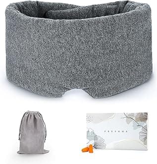 Cotton Eye Mask for Sleeping in Gift Box - Soft and Adjustable Extensions Sleep Mask with Earplugs and Pouch for Women and Men, Blackout Cover for Night Travel Relaxation