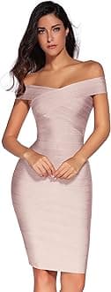 meilun Women's Rayon Off Shoulder Bandage Bodycon Party Dress