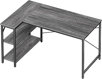 Huuger L Shaped Desk, 47 Inches Computer Desk with Reversible Storage Shelves, Gaming Desk, Corner Desk Home Office Desks, Writing Desk Study Desk with Metal Frame, Gray, 7966HC