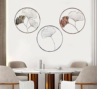 DSH CRAFTING YOUR CURIOSITY Metal Wall Art Multicolor Decorative Metal Gingko leaf (Set Of 3) Wall Decor Wall Sculpture Showpiece For Home Office Hotel Decoration.