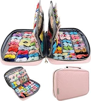 Micom Hair Accessories Storage Bag for Baby Girls - Multifunctional Organizer and Carrying Case for Clips, Headbands, Scrunchies - Travelling Display Bag
