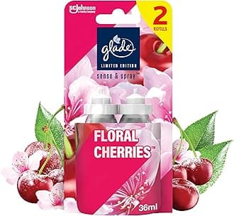 Sense & Spray Air Freshener Refill, Motion Activated Automatic Room Spray and Odour Eliminator for Home, Frosted Floral Cherries, Duo Pack (2 x 18ml Refill)