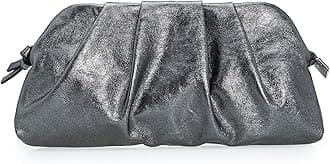 Chic Soft Vegan Leather Clutch Bag Dressy Pleated PU Evening Purse for Women