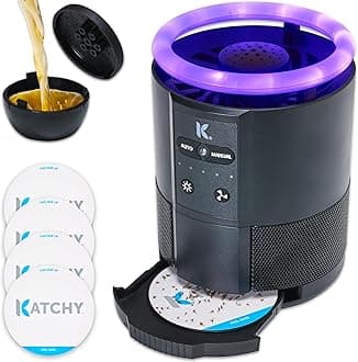 Katchy Duo – Indoor Flying Insect Trap with Scent Pod – Day & Night Effective – Mosquito, Fruit Fly, Gnat & Small Moth Catcher – Non-Zapper Trap with Blue UV Light & Fan Suction (Black)