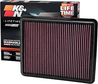 K&N Replacement air filter compatible with Hyundai Azera 3.3 / Santa Fe 2.4, 3.5 / Sonata 2.0, 2.4 / Kia Cadenza 3.3 / Optima 1.7D 2.0, 2.4 / Sorento 2.4, 3.5 2010-2016 (33-2448), Heather Red