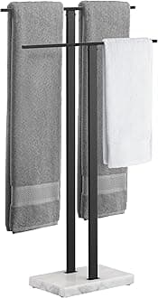 KES Standing Towel Rack, 2-Tier Towel Racks for Bathroom Freestanding with Marble Base, SUS304 Stainless Steel Matte Black, BTH217-BK