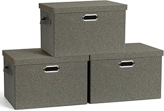 Large 17" 36 Quart Collapsible Stackable Storage Bins with Lids, 3 Packs Dark green Foldable Fabric Closet Storage Boxes with Lids, Heavy-duty Linen Cube Baskets(17x12x11)