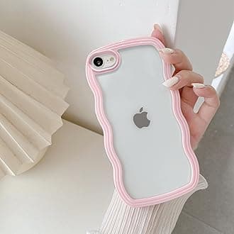 QLTYPRI Compatible with iPhone 17e/iPhone 16e Case, Cute Curly Wave Frame Clear Case for Girls Women, Transparent Soft Silicone TPU Bumper Shockproof Protective Cover for iPhone 17e/16e - Pink