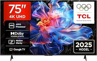 75V6C-UK 75" 4K Ultra HD, HDR TV, Smart TV Powered by Google TV (Dolby Audio, Voice Control, compatible with Google assistant, Chromecast built-in, 2025 New Model)