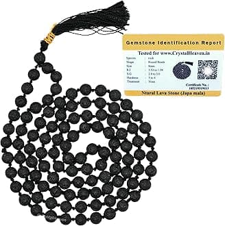 Crystal HeavenLava Stone Crystal Japa Mala Ganthi - 108 Beads Buddhist Prayer Beads - Aaa Grade Original Healing Gemstone Agate Mala For Yoga Meditation Spiritual Reiki Feng Shui
