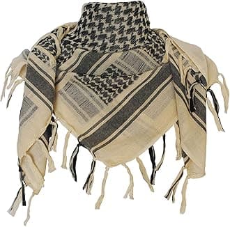 Explore Land Cotton Shemagh Keffiyeh Tactical Desert Scarf Neck Head Wrap with Tassel for Men Women