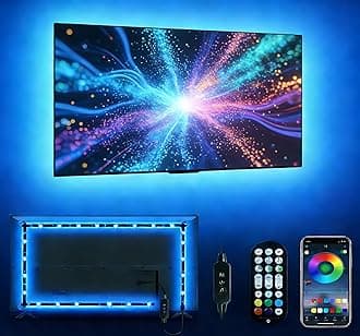 Daymeet LED Lights for TV 40-65 inch TV Behind Lighting, 13.1ft TV Led Backlight TV Led Light Strip, USB Powered RGB Lights Behind with Remote, Music Sync Bluetooth APP Control for Bedroom
