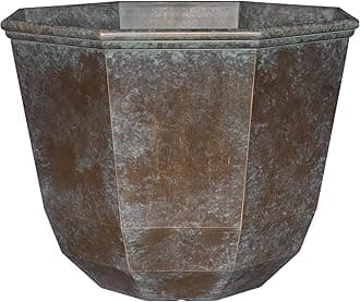 Classic Home and Garden Planter, Resin, Weathered Copper, Shaina 15"