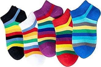 Girls No Show Seamless Socks Rainbow Cotton Stripes Socks Kids Low Cut Athletic Socks For School