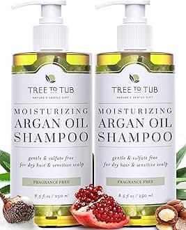 Tree to Tub Fragrance Free Shampoo for Dry & Sensitive Scalp - Gentle Unscented Hydrating Hair Shampoo for Women & Men, Moisturizing Sulfate Free Shampoo w/Organic Argan Oil, All Natural Soapberry