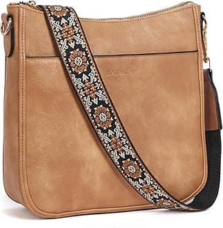 BOSTANTEN Crossbody Bags for Women Trendy Vegan Leather Hobo Purses Shoulder Handbags Wide Shoulder Strap